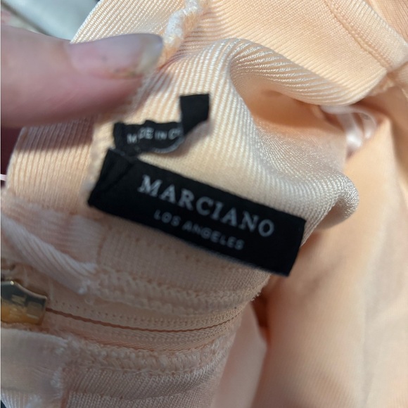 Marciano Tan Off-Shoulder Ruffled Midi Dress - Picture 3 of 3